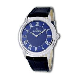 Le Chateau, Men's Leather Band Watch W/ Roman Numerals &Textured Dial-7011m