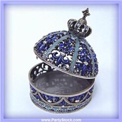 24K GOLD BLUE DOMED MORROCAN BOX  SWAROVSKI CRYST