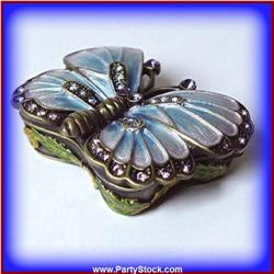 24K GOLD SWAROVSKI CRYSTAL BLUE 3D BUTTERFLY BOX