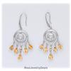 Image 1 : Solid Sterling Silver Citrine Earrings Dangle Drop