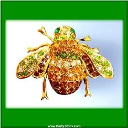 BEE PIN BROOCH GOLD SWAROVSKI CRYSTALS YELLOW