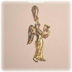 1.5" solid 14K YELLOW GOLD ANGEL PENDANT CHARM