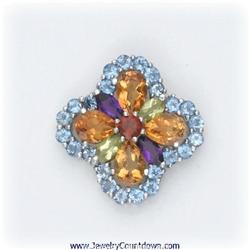 PENDANT FLOWER Amethyst Garnet Peridot Topaz Citrine
