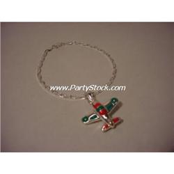 NEW Solid Sterling Silver AIRPLANE Charm Bracelet