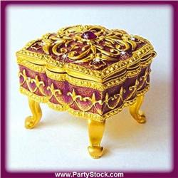 FRENCH FOOTED BOX GOLD SWAROVSKI CRYSTAL JEWELRY
