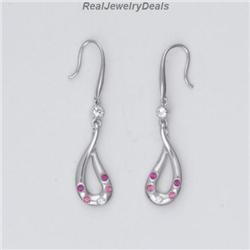 Swarovski Crystal Silver Earrings Hoops Solid NEW