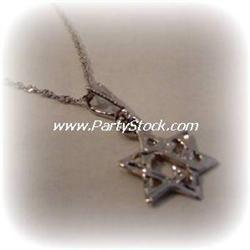 14K WHITE GOLD STAR MOGAN DAVID CHARM PENDANT NEW