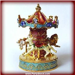 24K GOLD MERRY GO ROUND CAROUSAL BOX SWAROVSKI CR