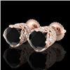 3 ctw Fancy Black Diamond Art Deco Stud Earrings 18k Rose Gold - REF-178N2F