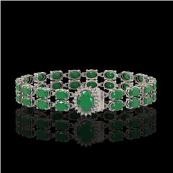 19.57 ctw Emerald & Diamond Bracelet 14K White Gold - REF-263Y6X