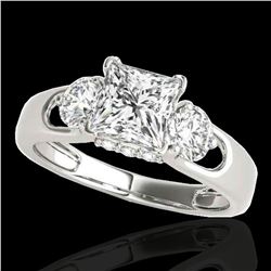 1.6 ctw VS/SI Certified Princess Cut Diamond 3 Stone Ring 10k White Gold - REF-327N3F
