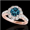 3 ctw SI Certified Fancy Blue Diamond Solitaire Halo Ring 10k Rose Gold - REF-222K8Y