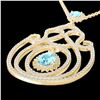 3.20 ctw Sky Blue Topaz & Micro Diamond Heart Necklace 14k Yellow Gold - REF-212Y8X