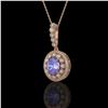 4.77 ctw Tanzanite & Diamond Victorian Necklace 14K Rose Gold - REF-169X8A