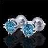 Image 1 : 1.07 ctw Fancy Intense Blue Diamond Art Deco Earrings 18k White Gold - REF-143X6A