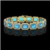 35.61 ctw Swiss Topaz & Diamond Micro Pave Halo Bracelet 10k Yellow Gold - REF-337K3Y