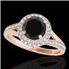 1.6 ctw Certified VS Black Diamond Solitaire Halo Ring 10k Rose Gold - REF-57K8Y