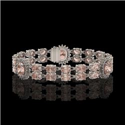 17.3 ctw Morganite & Diamond Bracelet 14K White Gold - REF-302N2F