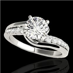 1.31 ctw Certified Diamond Bypass Solitaire Ring 10k White Gold - REF-190R9K