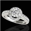 1.5 ctw Certified Diamond Solitaire Halo Ring 10k White Gold - REF-210A2N