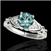 1.35 ctw SI Certified Fancy Blue Diamond Solitaire Ring 10k White Gold - REF-150Y2X