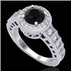 1.53 ctw Fancy Black Diamond Engagment Art Deco Ring 18k White Gold - REF-127F3M