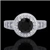 Image 2 : 1.53 ctw Fancy Black Diamond Engagment Art Deco Ring 18k White Gold - REF-127F3M