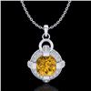 Image 1 : 1.57 ctw Intense Fancy Yellow Diamond Micro Pave Necklace 18k White Gold - REF-209F3M