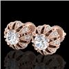 2.01 ctw VS/SI Diamond Art Deco Micro Pave Stud Earrings 18k Rose Gold - REF-272H8R