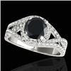 1.5 ctw Certified VS Black Diamond Solitaire Halo Ring 10k White Gold - REF-65G5W