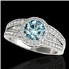 1.5 ctw SI Certified Fancy Blue Diamond Solitaire Halo Ring 10k White Gold - REF-135M2G
