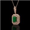 7.18 ctw Certified Emerald & Diamond Victorian Necklace 14K Rose Gold - REF-172G8W