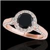 1.5 ctw Certified VS Black Diamond Solitaire Halo Ring 10k Rose Gold - REF-55K2Y