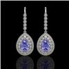 8.95 ctw Tanzanite & Diamond Victorian Earrings 14K White Gold - REF-345Y5X