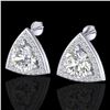 3 ctw Micro Pave VS/SI Diamond Certified Stud Earrings 18k White Gold - REF-870A2N
