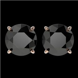 3.10 ctw Fancy Black Diamond Solitaire Stud Earrings 10k Rose Gold - REF-60F3M