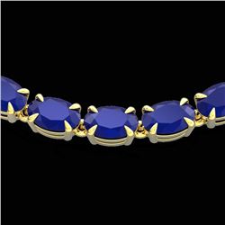 40 ctw Sapphire Eternity Tennis Necklace 14k Yellow Gold - REF-218F2M