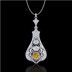 1.75 ctw Intense Fancy Yellow Diamond Art Deco Necklace 18k White Gold - REF-254K5Y