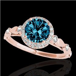 1.25 ctw SI Certified Fancy Blue Diamond Halo Ring 10k Rose Gold - REF-120W2H