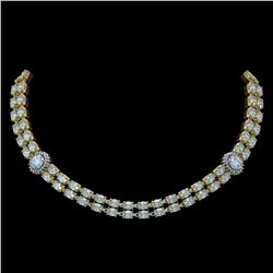 31.92 ctw Aquamarine & Diamond Necklace 14K Yellow Gold - REF-454R5K