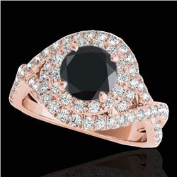 2 ctw Certified VS Black Diamond Solitaire Halo Ring 10k Rose Gold - REF-74R2K