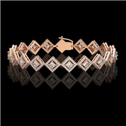 7.2 ctw Princess Cut Diamond Micro Pave Bracelet 18K Rose Gold - REF-617W3H