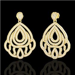 3 ctw Micro Pave VS/SI Diamond Earrings Designer 18k Yellow Gold - REF-280M2G