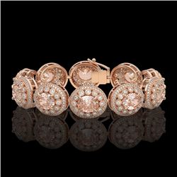 40.92 ctw Morganite & Diamond Victorian Bracelet 14K Rose Gold - REF-1709A3N