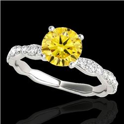 1.4 ctw Certified SI/I Fancy Intense Yellow Diamond Ring 10k White Gold - REF-177X3A