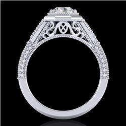 0.84 ctw VS/SI Diamond Solitaire Art Deco Ring 18k White Gold - REF-236F4M