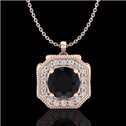 1.54 ctw Fancy Black Diamond Art Deco Stud Necklace 18k Rose Gold - REF-120X2A