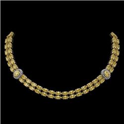 31.4 ctw Citrine & Diamond Necklace 14K Yellow Gold - REF-454H5R