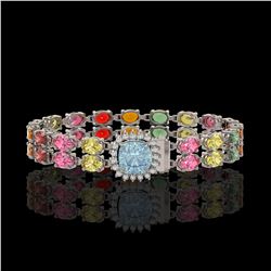 19.77 ctw Sapphire & Diamond Bracelet 14K White Gold - REF-245Y5X