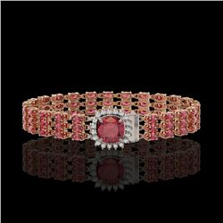 28.56 ctw Tourmaline & Diamond Bracelet 14K Rose Gold - REF-414H2R